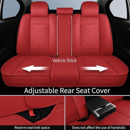 HChengkikz Car Seat Cover, Waterproof Faux Leather (Red) | Easy Maintenance, Airbag Compatible, Universal Fit For Most SUVs Trucks Pick-ups Sedans - Image 5