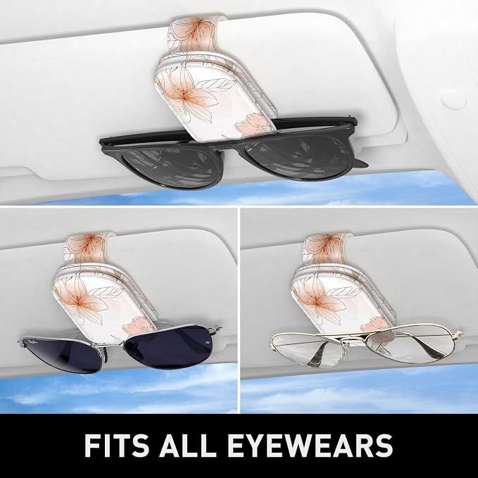 Sunglasses Holder for Car Visor, Magnetic Leather Car Sunglass Holder, Car Sun Visor Glasses Hanger Clip, Car Interior Accessories for Women Men, Fits All Size Eyeglasses - Image 5