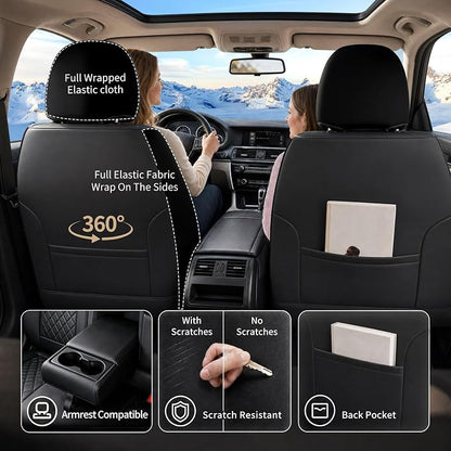Fit Canyon Car Seat Covers for GMC Canyon 2015-2025 2026 - Luxury Leather, Anti-Slip, All-Weather, Waterproof & Breathable, Airbag Compatible, 2 Front Seats Only (Black) - Image 6