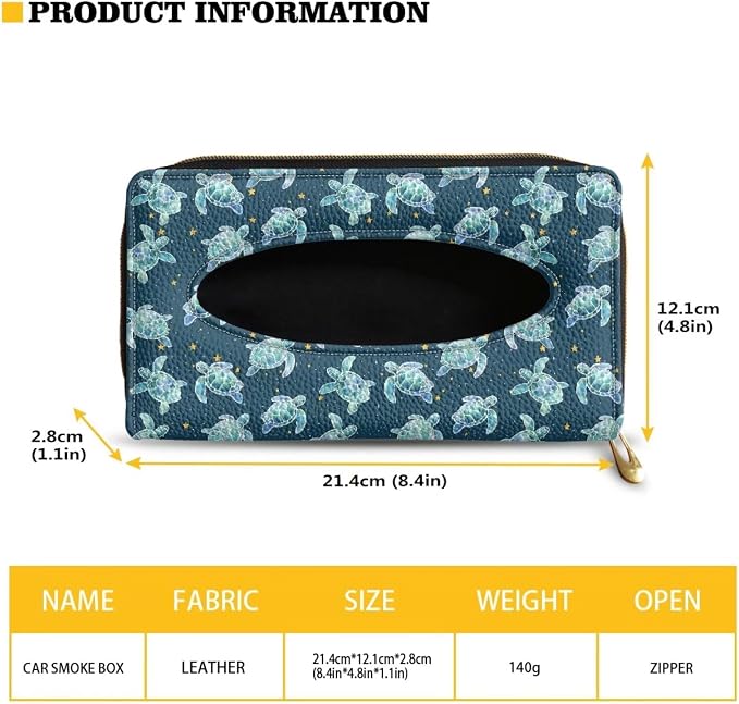 Biyejit 2 Pack Car Tissue Holder, Turtle Pattern Premium Sun Visor Napkin Case, Hanging Car Accessories Used to Organize Paper Towels and Storage Small Items - Image 6