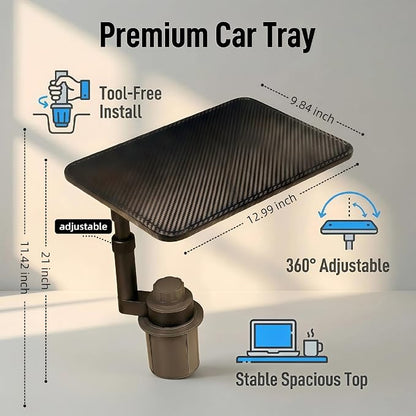 Car Desk for Laptop,，car Cup Holder Tray Car Table & Car Tray with 360° Rotating Cup Holder,Adjustable Height,Compatible with Tesla Model 3/Y/S, Ford，Toyota Sienna/Most Vehicles - Image 8
