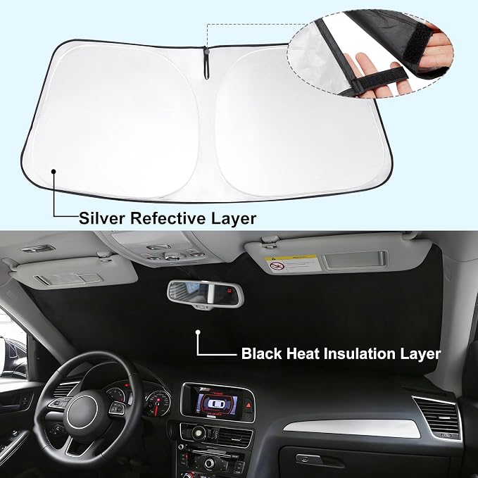 Front Windshield Sun Shade Foldable Car Front Window Sun Shade Windshield Shade Custom Fit for 2013-2018 BMW F30/F31/F80/M3 Block UV Rays Accessories Heat Keep Cooler - Image 2