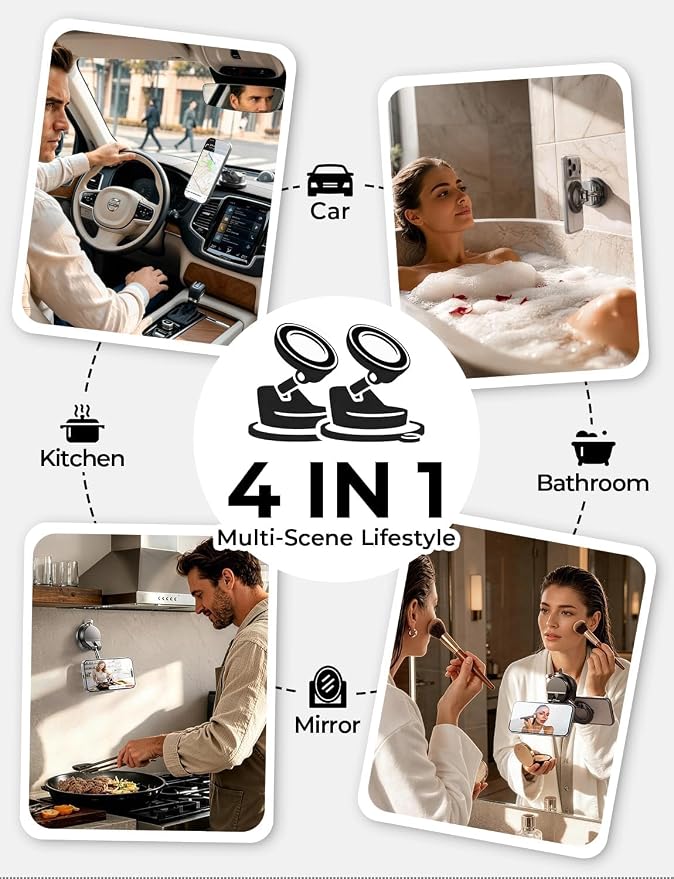LISEN 2 Pack for Magsafe Car Mount, Magnetic Phone Holder for Car, Strong Magnetic Car Phone Mount, 89 LBS Suction Phone Mount Vacuum, Dashboard Gifts Phone Holders for Your Car Mount for iPhone 17 | 2400gf Strong Magnetic Power, 360° Adjustable Dashbo... - Image 8