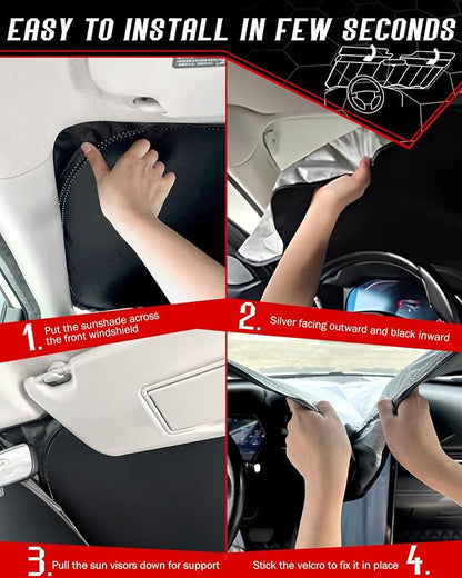 Custom Fit Windshield Sun Shade for Dodge Ram 1500 2019-2025 2026 | Foldable, Easy to Install & Store, Full Coverage, 210T Reflective Fabric, Blocks 99% of UV Rays - Image 5