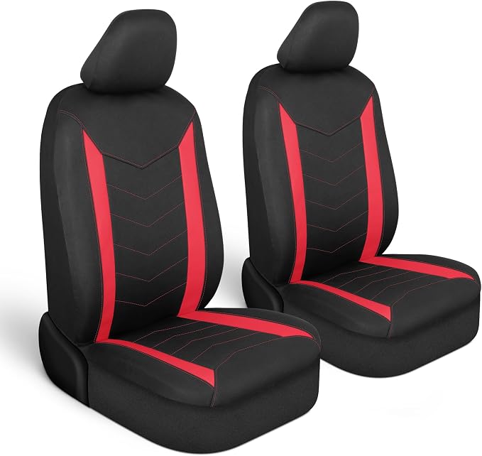 Motor Trend SpillGuard 2 Red Seat Covers for Cars & Seat Covers for Trucks - Neoprene Lining Waterproof Car Seat Covers Front Seats Only - SUV Seat Covers Protector - Forros para Asientos de Carro by MotorTrend