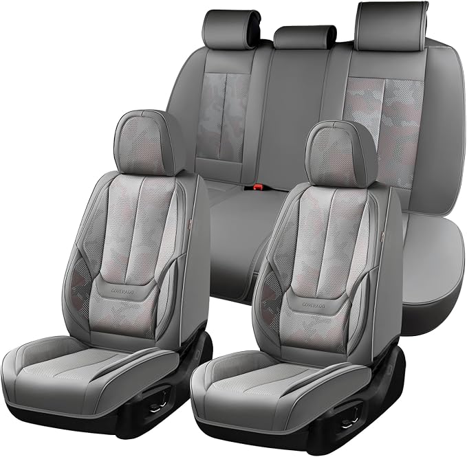 Coverado Car Seat Covers, Seat Covers for Cars, Waterproof Leather Auto Seat Protectors, Leather Car Seat Cushion, Car Interiors Accessories Universal Fit for Most Cars by COVERADOAUTO