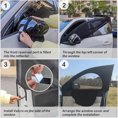 Upgrade Stretchable&Breathable SUV Car Window Shade - Oversize Double Mesh for Heat Shading and Bug&UV Protection - Car Must Have Privacy Shades for Cars,Truck,SUV When Camping (Front window/2pcs) - Image 5