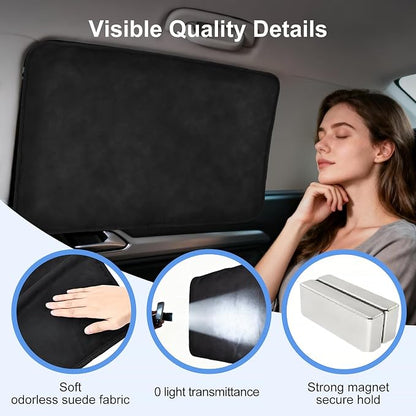 XCBYT Magnetic Car Window Covers for Privacy, 100% Blackout Soft Suede | Magnetic Fits steel frames only. blocks 100% light to keep cars cool. Ideal for breastfeeding, baby naps, or car camping - Image 6