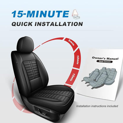 Fit for Toyota RAV4 Seat Covers 2007-2026 Front Set | Faux Leather Waterproof Car Seat Covers, Airbag Compatible with Lumbar Support Anti-Slip Design, 2 Seater Black - Image 2