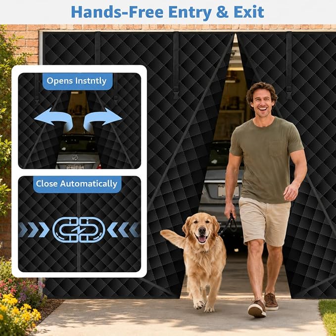 Garage Door Screen for Winter, Garage Door Insulation Kit 2 Car, 16 x 7Ft Magnetic Thermal Insulated Garage Cover Curtain, Garage Privacy Screen Blackout, Weatherproof Soundproof - Image 5