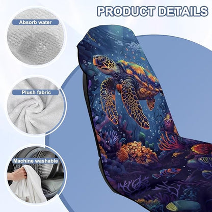 Sea Turtle Print Car Seat Covers for Front Seats Sweat Absorption Athletic Towels for Car Seats with Storage Bag(Hot Yoga, Gym, Sports Accessories) - Image 6