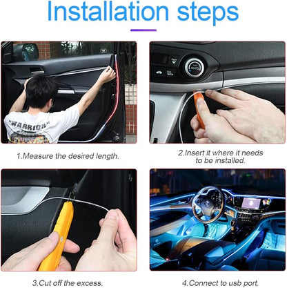 16FT EL Wire Strip Lights, USB Car Neon Trim, Sewing Edge, Ice Green | USB-powered operation, sewing-edge design, fuse protection, interior ambient lighting use, cut-to-length construction - Image 4
