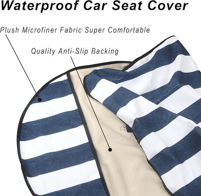 Car Seat Cover Protector Front Seats,for Gym Workout,Running,Swimming,Beach and Hiking,Waterproof Sweat Towel Bucket Seat Covers for Cars SUV Trucks (Blue Stripe, 2Pcs) - Image 5