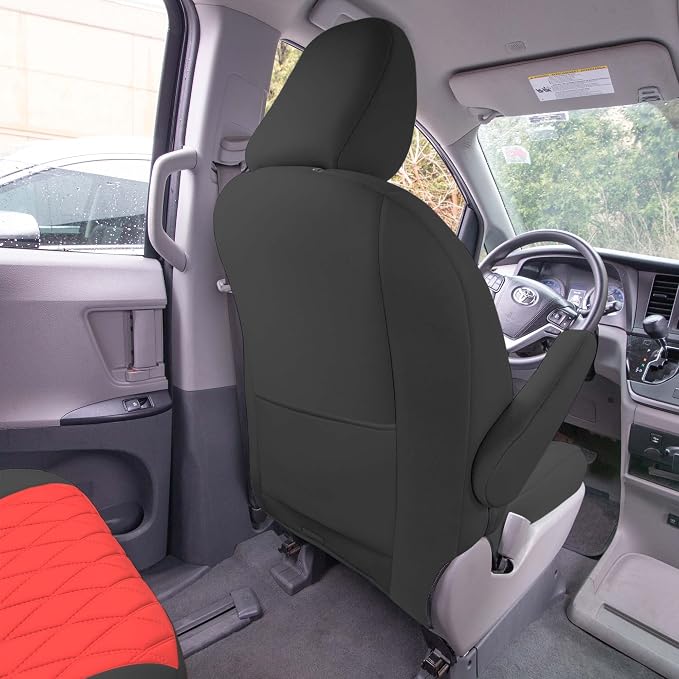 FH Group Custom Fit Car Seat Covers Specifically Made for 2011-2020 Toyota Sienna 7-8 Seater with Ultraflex Neoprene Water Resistant Automotive Seat Covers - Front Set Red - Image 7