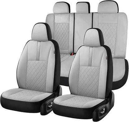 Coverado Car Seat Covers Full Set, Automotive Leather Seat Covers for Car，Universal Fit Front Back Seat Cover, Non-Slip Waterproof Breathable Car Seat Protector by COVERADOAUTO