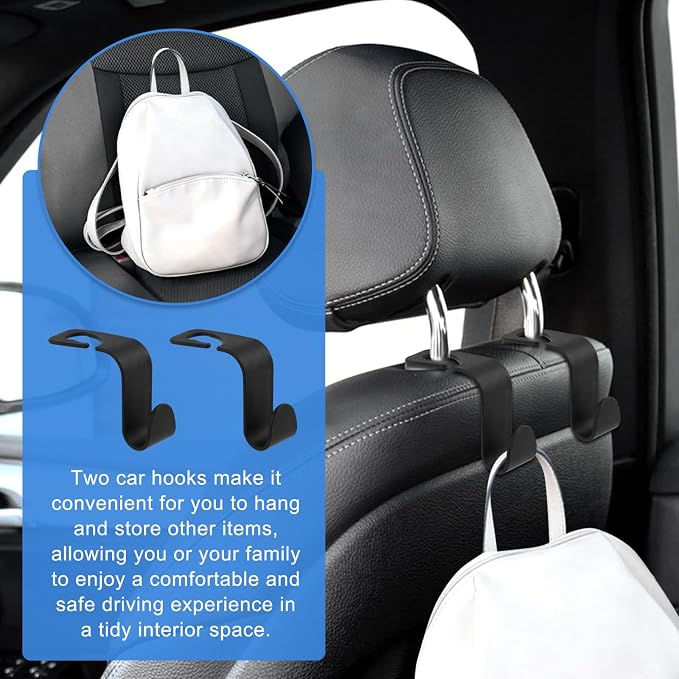 Backseat Car Organizer with Foldable Tray, Car Seat Organizer and Storage | Seat Back Protector Kick Mats, Universal Vehicle Travel Accessories with 2 Hooks for Kids and Family - Image 6