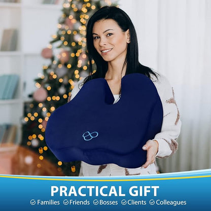 BlissTrends Thick Seat Cushion for Office Chair & Car Seat, XL, Blue | Memory Foam with Removable Cover, Ergonomic Tailbone & Sciatica Support for Pressure Relief and Long Sitting, 3.9" Thick - Image 6