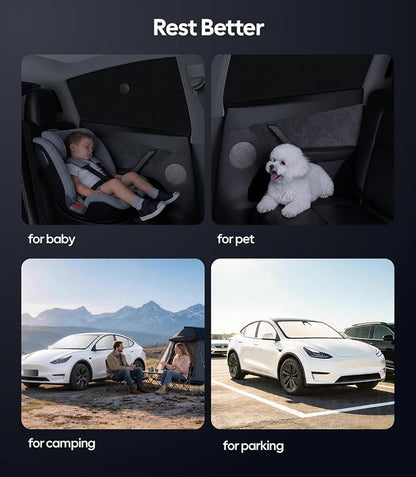 Wigoo 2026 8PC Full Set Window Sunshade for Tesla Model Y 2020-2024 | 7-Layer Cooler & Blacker, Ice-Crystal Tech, Full Set Shades With Windshield for Sun Block, Camping Accessories - Image 8