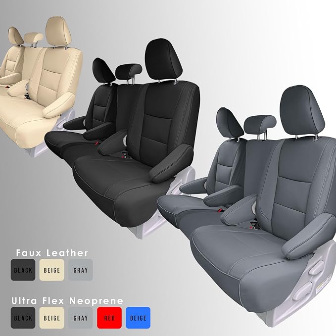 FH Group Custom Fit Car Seat Covers Specifically Made for 2011-2020 Toyota Sienna 8 Passenger, 2nd Row Solid Beige Faux Leather, Automotive Seat Covers, Waterproof and Washable Seat Covers - Image 5