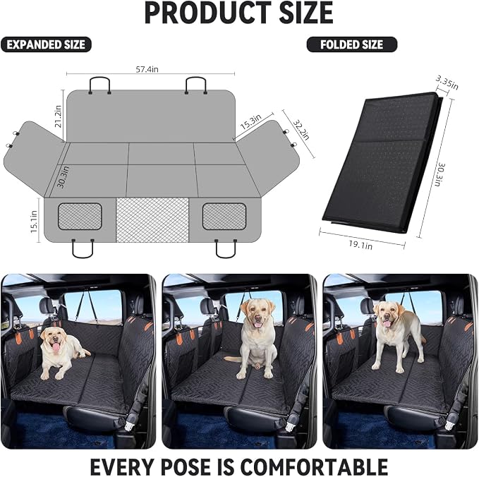 Hard Bottom Dog Car Seat Cover for Full-Size Trucks,Back Seat Extender | Strong Support,More Rest Space,Waterproof, Scratch Resistant,Car Seat Protector,Dog Hammock for Full-Size Truck - Image 6