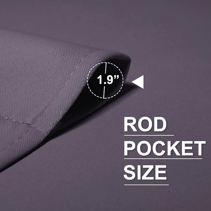 RYB HOME 54 inch Blackout Curtains for Living Room Bedroom, Rod Pocket | Thermal Insulated,Room Darkening,Temperature Balance,Shades for Studio Dorm Rental Room,W42 x L54,Greyish Purple,2 Panels - Image 6