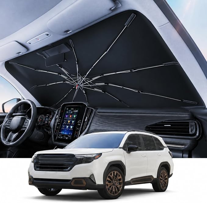 REEVAA Windshield Sun Shade Umbrella for Subaru, Lexus, Dodge, K11 | Stay Cool in Summer, 6-Layer Heat Defense Blocks Sun & Heat, Precision Fit for Subaru, Lexus, Dodge, Durable 14-Rib Frame by REEVAA
