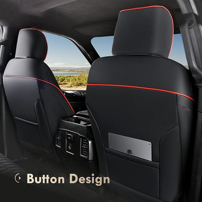 Coverado Leather Car Seat Cover, Custom Fit for Ford F150 Seat Covers, Ford F150 Truck Seat Covers Waterproof Fit for 2015-2026 F150 & 2017-2026 F250 F350 F450 Redline - Front Pair - Image 2