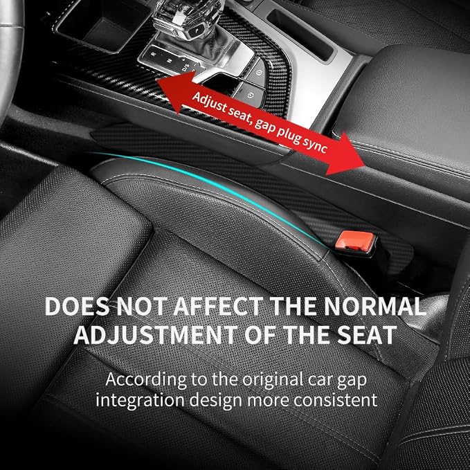 IHOTDER 2PCS Car Seat Gap Filler,Super Flexible Car Side Seat Gap Filler CCar interior Accessories,Universal Car Organizer Between Seats for Tightly Filling Seat Gaps(Carbon Fiber/2PCS)… - Image 5
