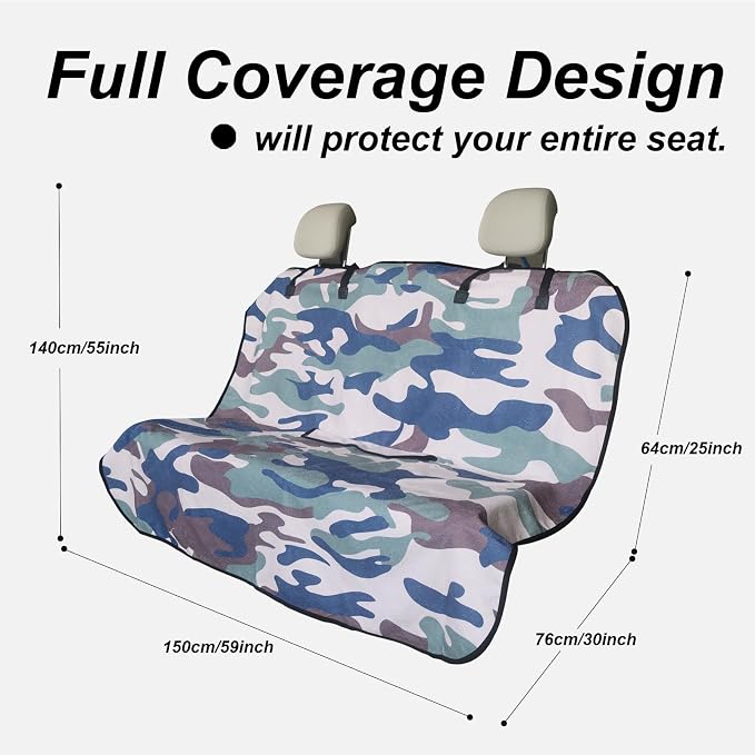 Sweat Towel Car Seat Cover Protector Front Seats for Gym Workout, Running, Swimming, Beach and Hiking, Waterproof Universal Seat Cover for Car, Trucks, Van & SUV (1, Camouflage, Rear Seat) - Image 2