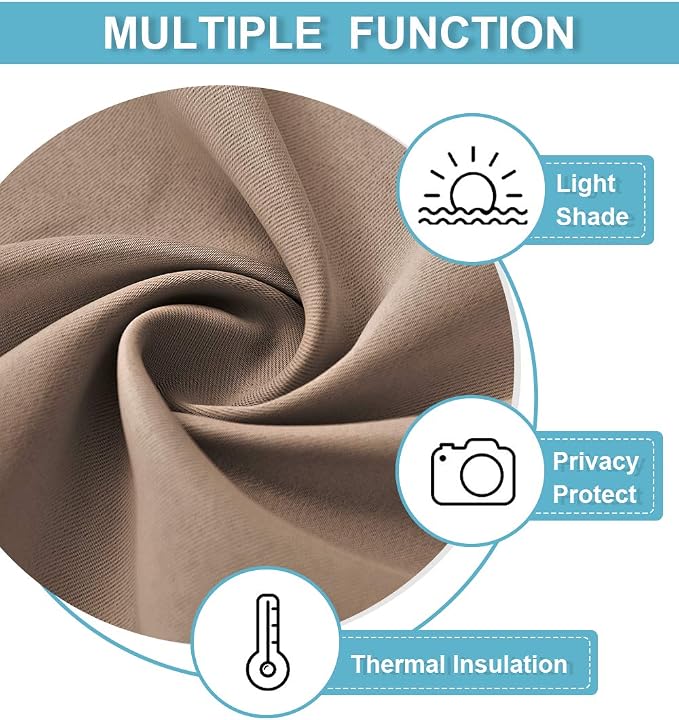 RYB HOME Blackout Curtains for Bedroom Living Dining Room 84 inches Long | Privacy Protection, Thermal Insulated, Sunlignt Heat Blocking, Drapes for Nursery Rental Room, W42 x L84, Mocha, 2 Panels - Image 7