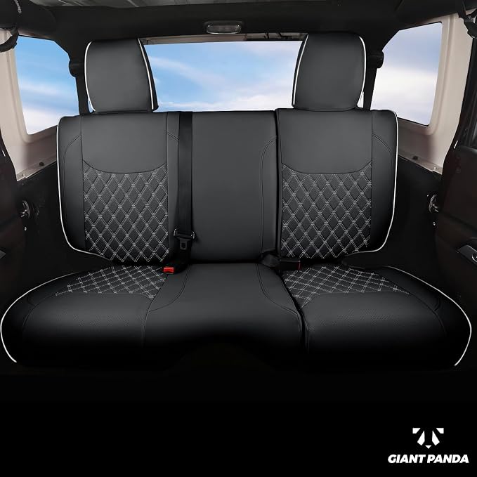 GIANT PANDA Wrangler JK Seat Covers Custom Fit for Jeep Wrangler,Premium Waterproof Faux Leather, 2013 2014 2015 2016 2017 JK 4 Door Full Set (Black&Gray) - Image 3