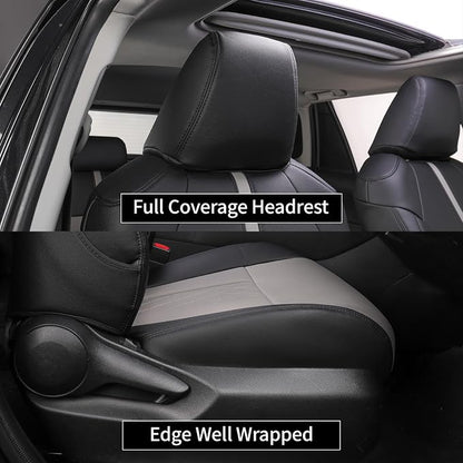EKR Rav4 Seat Covers Custom Fit for Toyota Rav4 2016 2017 2018(Hybrid) LE,SE,XLE,Limited, Leather Car Seat Cover Full Set for SUV,Faux Leather(Black+Light Gray-1) - Image 6