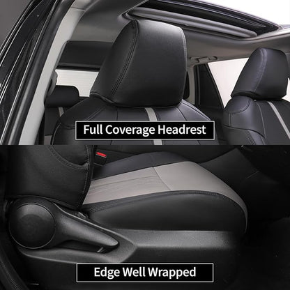 EKR Civic Seat Covers Custom Fit for Honda Civic (Sedan) 2016-2021 EX/EX-L/EX-T/Touring(Rear Split W/Armrest),Waterproof Car Seat Cover Full Set,Faux Leather(A84-1-Black+Light Gray) - Image 6