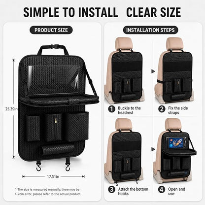 Backseat Car Organizer 1 Pack, Car Back Seat Organizers with Tray,Multifunctional Car Seat Back Organizer with Foldable Tablet Holder (Black, 1 PC) - Image 2