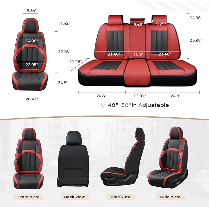 Coverado Nappa Leather Car Seat Covers Front Set, Luxury Waterproof Seat Protectors, Airbag Compatible Anti‑Slip Auto Seat Covers, Universal Fit for Most Cars SUVs Trucks Pickup Vehicles - Image 5