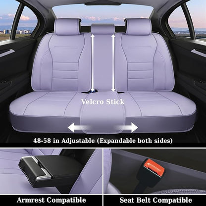Coverado Car Seat Covers Full Set, Nappa Leather Seat Covers for Cars, Car Seat Protector Car Seat Cushion, Front and Back Seat Protectors Cushions Universal Fit for Most Cars Vehicles(Purple) - Image 5