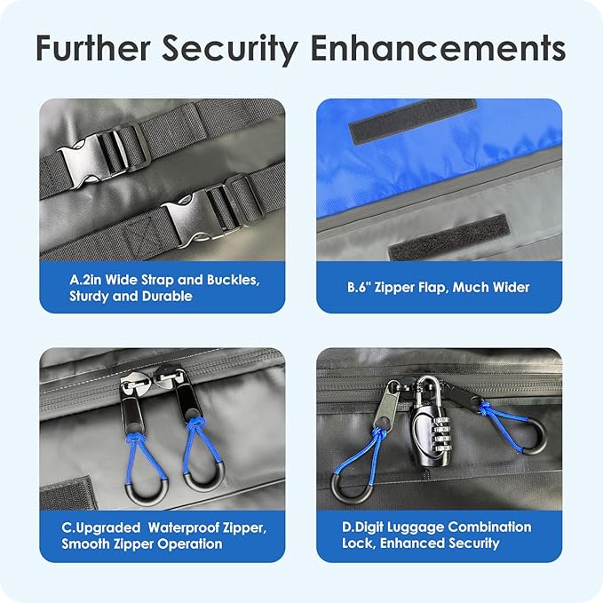 Car Rooftop Cargo Carrier Bag 15-20 Cubic Feet(20Cu.Ft-Blue) - Image 3