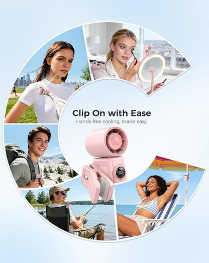 Hotsales Clip-On Portable Fan 2-Pack, 13500 RPM High-Speed Rechargeable Handheld Mini Fan, LED Display, 360° Rotating Detachable Clip, Stroller Fan for Baby, Travel Essentials, Gifts for Women & Men - Image 6