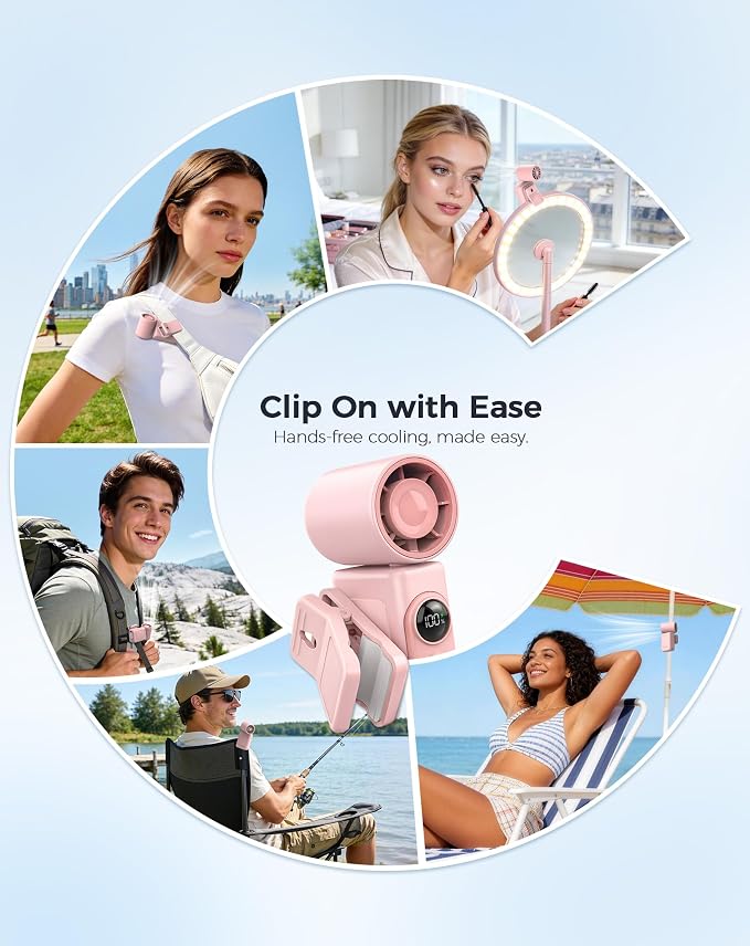 Hotsales Clip-On Portable Fan 2-Pack, 13500 RPM High-Speed Rechargeable Handheld Mini Fan, LED Display, 360° Rotating Detachable Clip, Stroller Fan for Baby, Travel Essentials, Gifts for Women & Men - Image 5