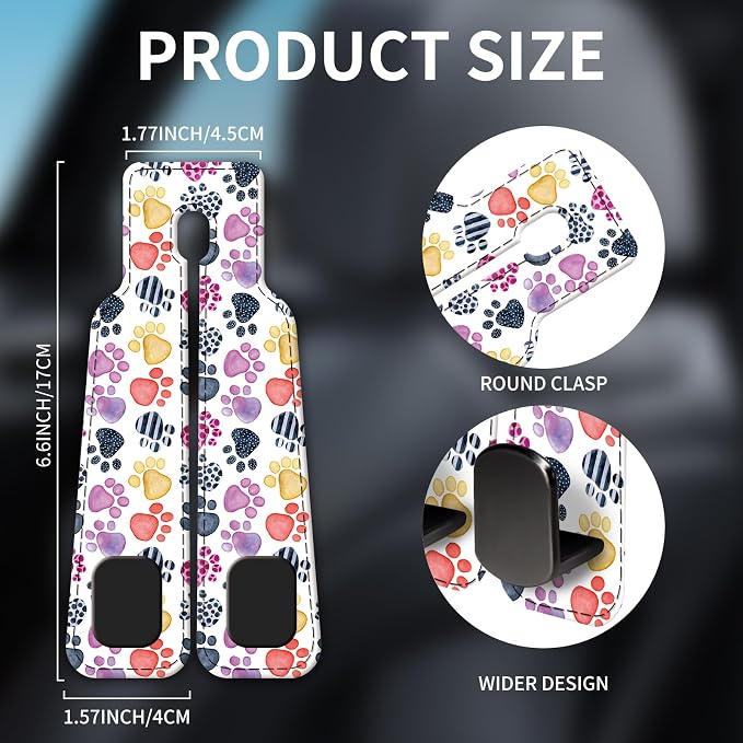 Car Seat Headrest Hook, Universal Leather Cute Hanger Holder Hook, Storage Organizer Interior Accessories for Purse Bags Handbag Cute Colorful Dog Paws - Image 5