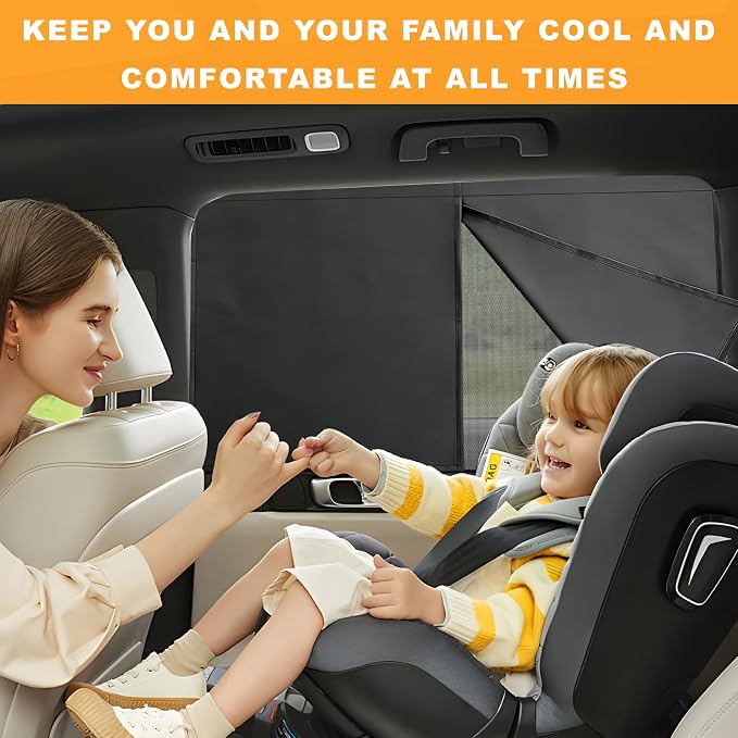 2 PCS Car Window Shades, Magnetic Auto Back Window Curtain Privacy Sunshade for UV Protection, Double Layer & Fully Open Windows Sun Shade Covers for SUV Sedan Truck - Image 5