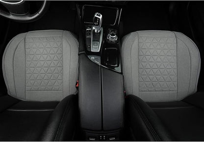 West Llama Linen Front Car Seat Cover Protector Anti-Slip Bottom Seat Cover Fits 95% of Vehicles,Wrapping Around The Bottom,Triangular Pattern(Gray-2Pcs) - Image 3