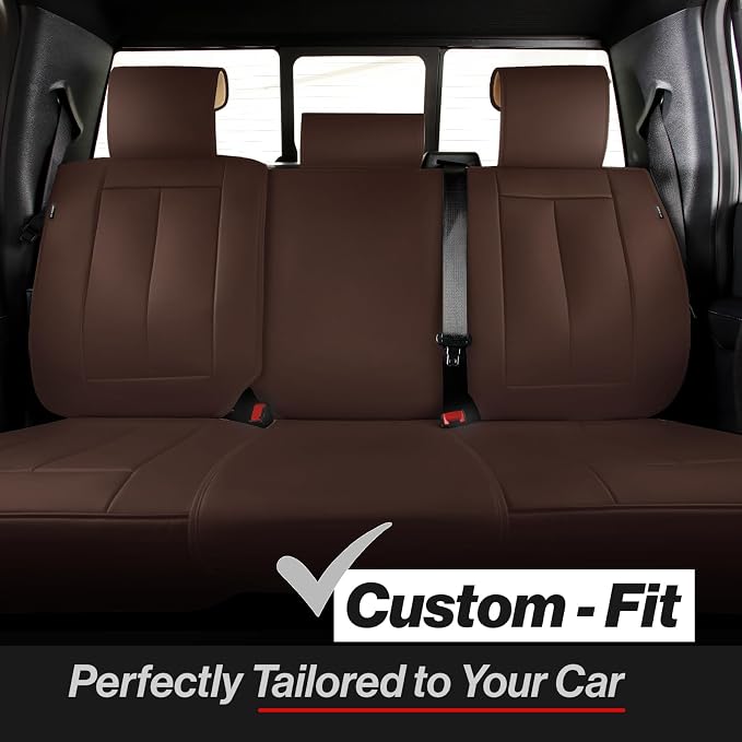 Coverland Custom SUV Car Seat Covers for 2019-2024 Subaru Forester | Premium Waterproof Faux Leather Non-Slip Memory Foam Airbag Compatible Custom Fit Interior Protector [Rear Seat-Dark Brown] - Image 2