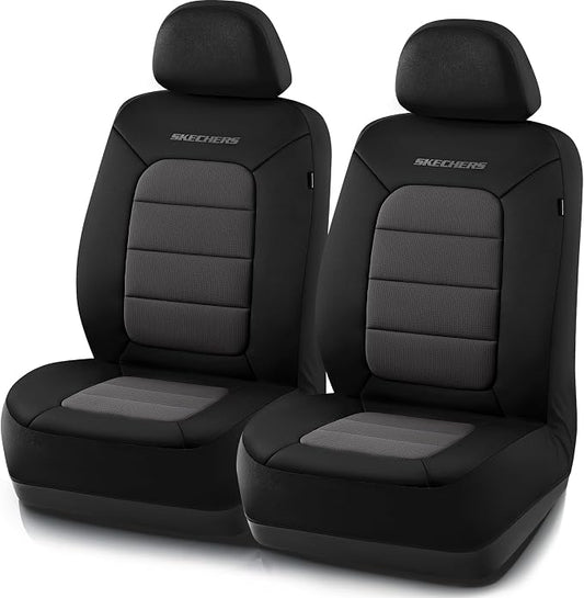Skechers Memory Foam Seat Covers,Thick Cool Touch Fabric Seat Covers,Front Seat Covers Airbag Compatible,Automotive Comfort Protection for Most Cars,Vans,Trucks,SUV,Floor Grey by Unknown