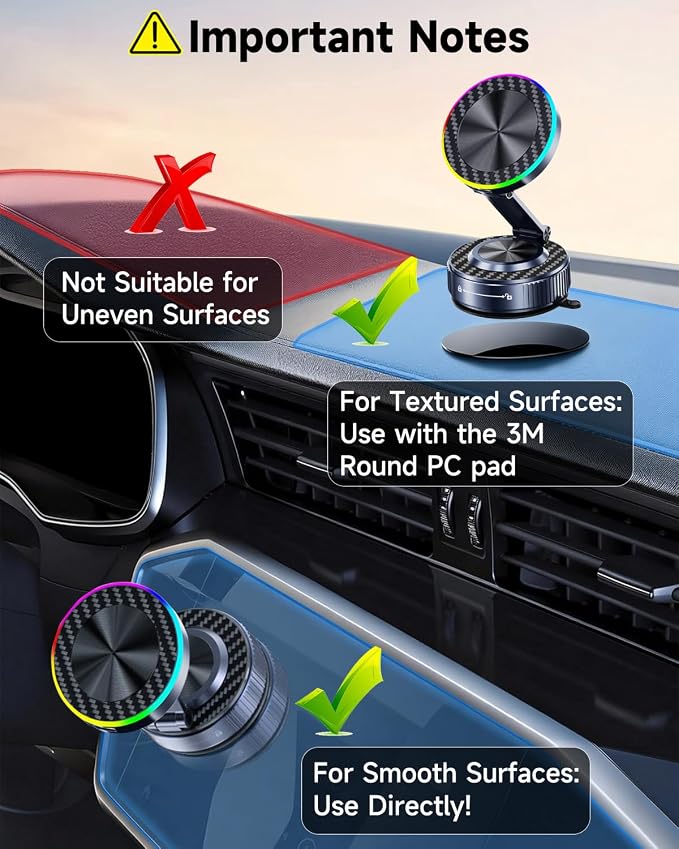 for MagSafe Car Mount Charger, 15W Fast Charging Magnetic Wireless Car Charger, Vacuum Magnetic Phone Holder [120LBS Ultra Suction Cup & 3800gf Magnet ] 780° Dashboard Car Bracket for iPhone & Android - Image 9