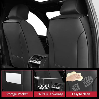 Car Seat Covers Compatible with Nissan Rogue 2014-2025 2026. Waterproof & Breathable Leather. Compatible with Airbag & Easy to Install. All - Weather Seat Cushion Protector(2 Front/Black) - Image 2