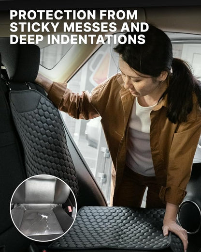 Set Seat Back Organizer & Car Seat Protector Hexy Waterproof & Non-Slip Protector for Child Car Cushion for Leather and Fabric Seats (Black 2pcs) - Image 9