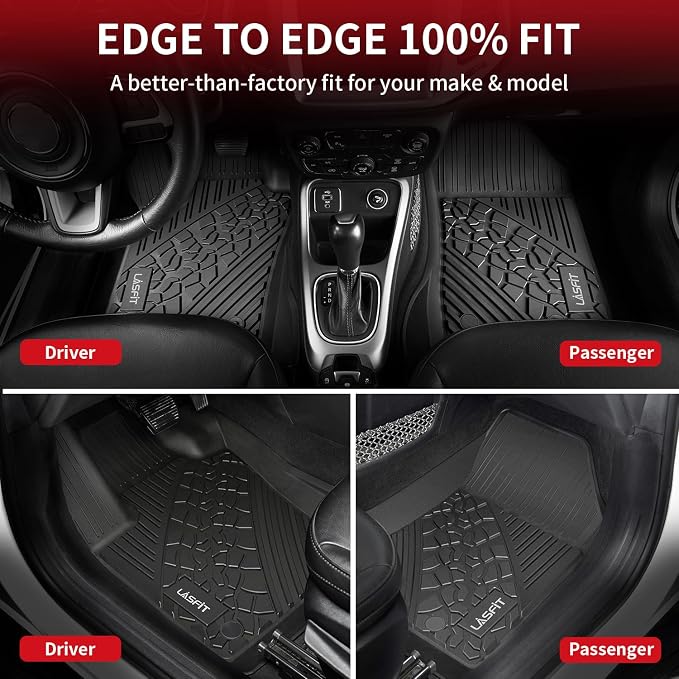 LASFIT Floor Mats for Jeep Compass 2017-2025 2026 | All Weather, TPE, Custom Fit, Car Mats, Floor Liners, 1st & 2nd Row, Black - Image 5