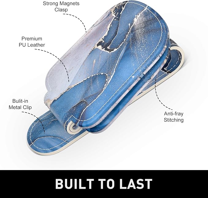Sunglasses Holder for Car Visor, Magnetic Leather Car Sunglass Holder, Car Sun Visor Glasses Hanger Clip, Car Interior Accessories for Women Men, Fits All Size Eyeglasses - Image 2