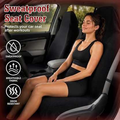 Car Seat Cover Towel GRS Certified Recycled, Waterproof & Washable, Non-Slip Universal Fit for Cars SUVs, Sweat Protection for Gym, Kids, Pets & Travel (Black, 2 Pack) - Image 2